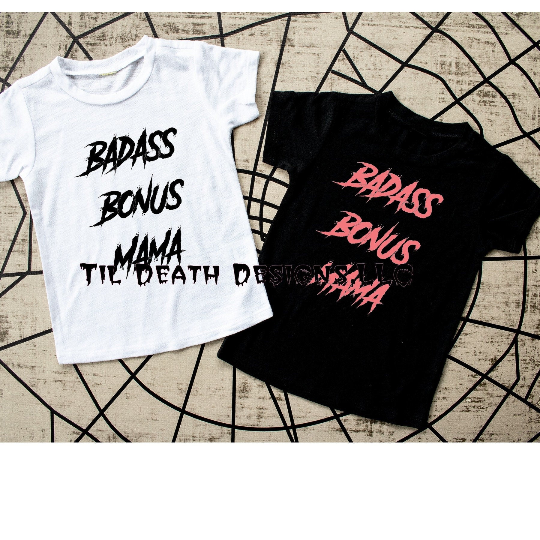 Bad A** Bonus Mama Shirt | Cool Stepmom T-Shirt | Spooky Mom Life Tee | Gothic Mom Gift | Alternative Motherhood Shirt | Bonus Mom Gift Idea